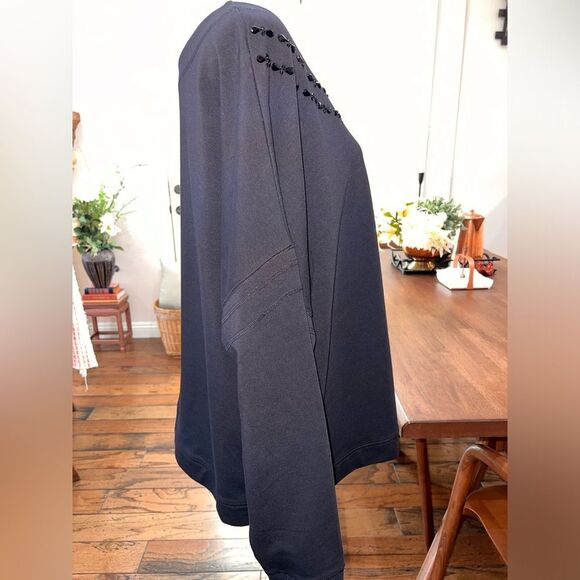 Lane Bryant Black Beaded Soft Knit Tunic Top Scoop Neck Long Sleeve Plus 22/24 - Picture 3 of 5